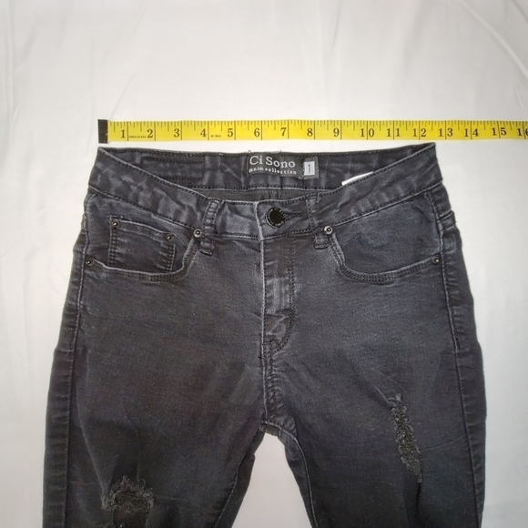 Ci Sono Distressed Black Stretch Skinny Jeans Women's Size 1 (25) - Picture 10 of 12